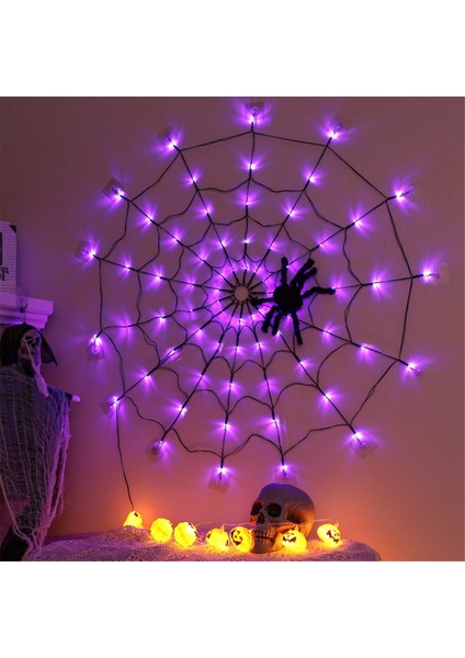 Cadılar Bayramı Örümcek Web Lights USB 8 Modlar Örümcek Web Duvar Net Işıklar Korkunç Cadılar Bayramı Dekorasyon Çelenk, B (Yurt Dışından) modelleri