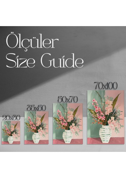 Pembe Çiçekler ve Geometrik Vazolu Modern Sanat Tablosu modelleri