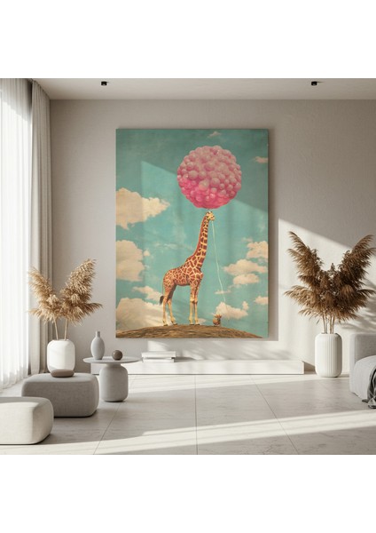 Pembe Balonlar ve Zürafa Soyut Sanat Tablosu fırsatları