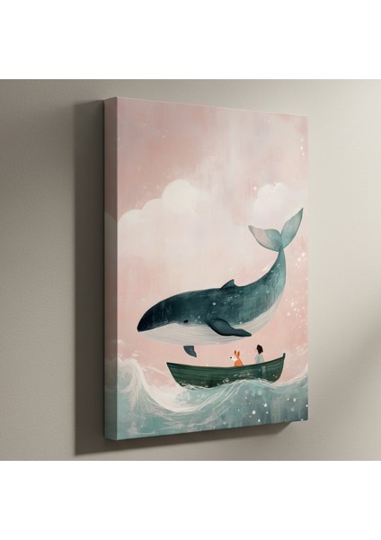 Balina ve Küçük Tekne İllüstrasyon Tablosu