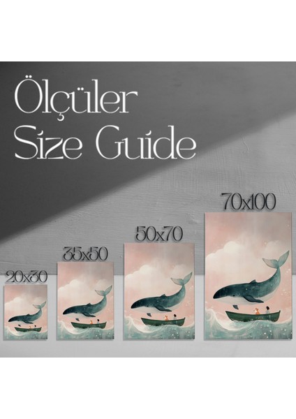 Balina ve Küçük Tekne İllüstrasyon Tablosu modelleri