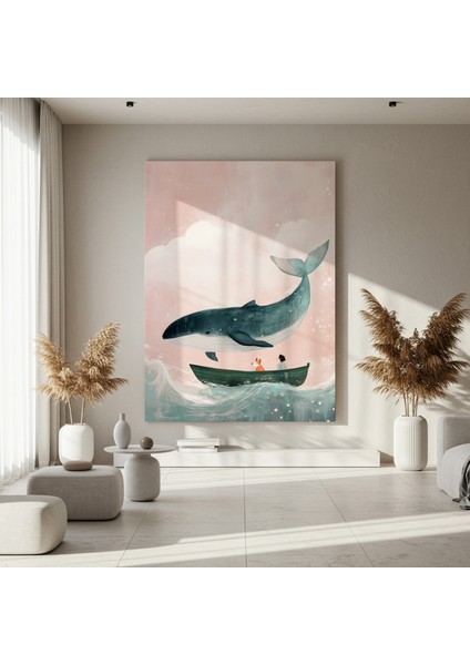 Balina ve Küçük Tekne İllüstrasyon Tablosu fırsatları