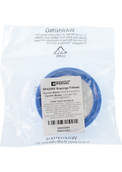 Electrolux EP71AB14UG, EP71UB14DB, EP81U25ULT ile Uyumlu Sünger Filtre
