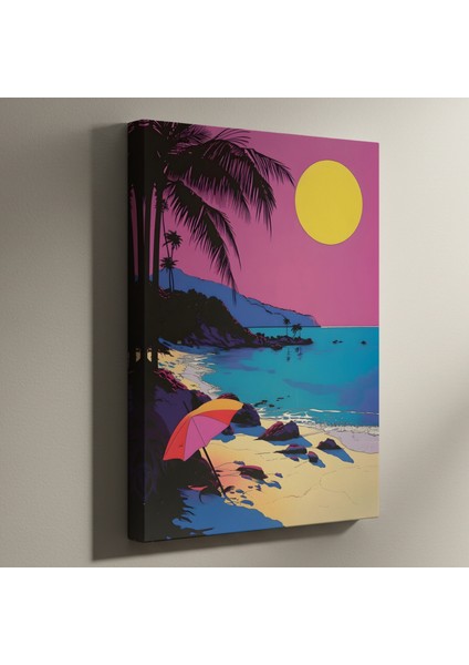 Tropikal Sahil Pop Art Tablosu