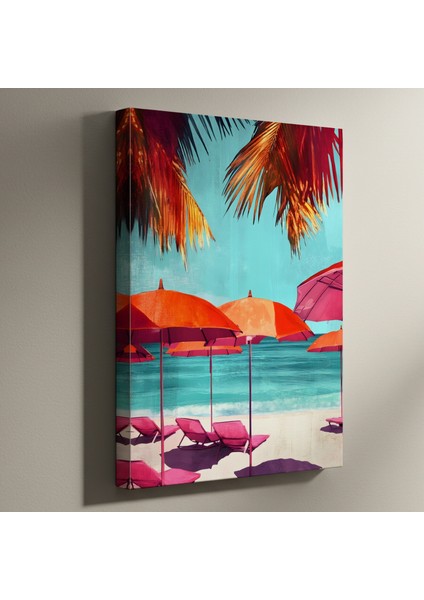 Tropikal Plaj Manzarası Modern Sanat Tablosu