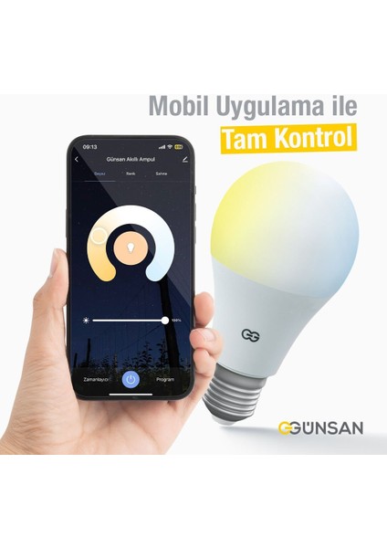 Akıllı Wifi LED Ampul Beyaz Işık Tuya ve Smart Life Uygulama Destekli (9W 2700K-6500K Ayarlanabilir)