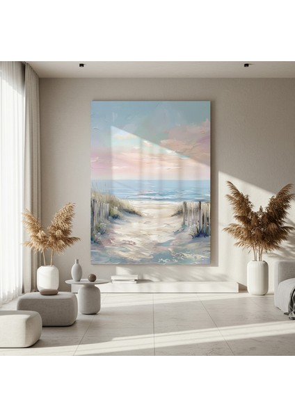Pastel Tonlarda Sahil Manzarası Yağlıboya Tablosu fırsatları