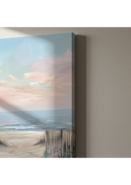 Pastel Tonlarda Sahil Manzarası Yağlıboya Tablosu indirimleri