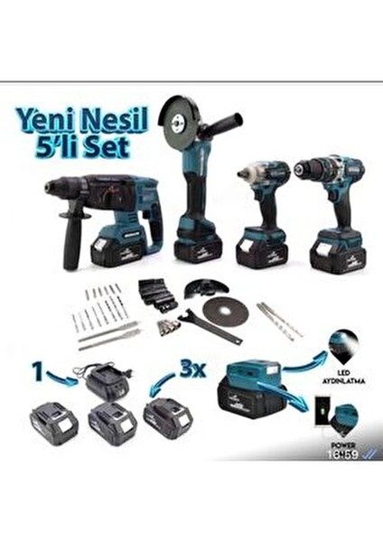 5 Li Matkap Seti Şarjlı