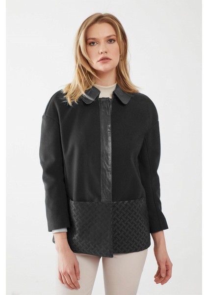 Rosalie Siyah Kadın Deri Kaban modelleri