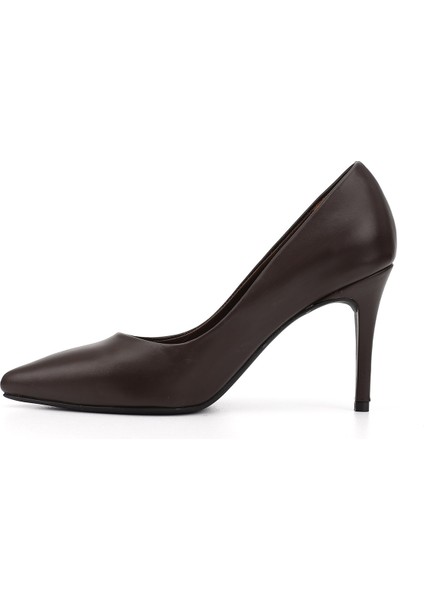 Kadın Kahverengi Sivri Burun Ince Topuklu Hakiki Deri Stiletto modelleri