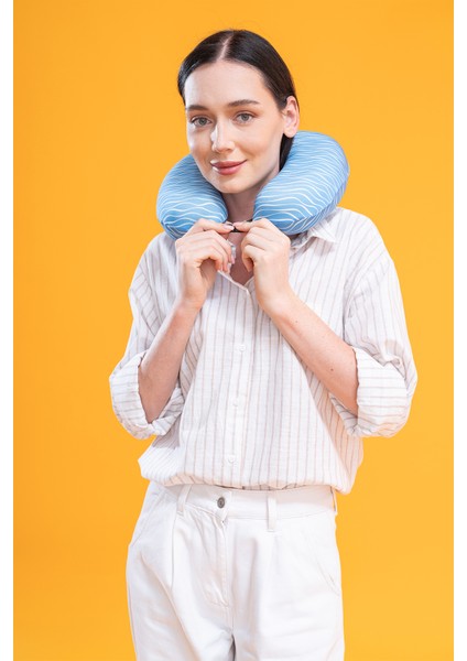 Visco Seyahat Yastığı Boyun Yastığı Mavi - 30X30X9 cm