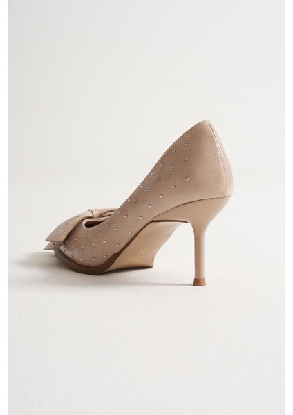 Mirabel Kadın Siyah Metal Aksesuarlı Fiyonklu Sivri Burun İnce Topuklu Ayakkabı Stiletto (7 CM) modelleri