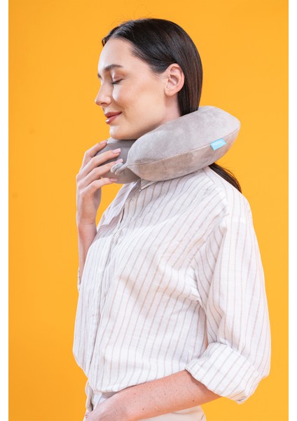 Klasik Visco Seyahat Yastığı Kadife Boyun Yastığı Gri - 31X27X10 cm fiyatları