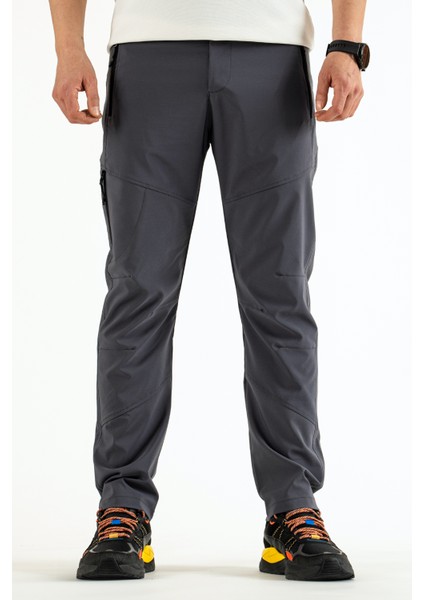 Erkek Gri Nefes Alan Likralı 4 Cepli Pantolon