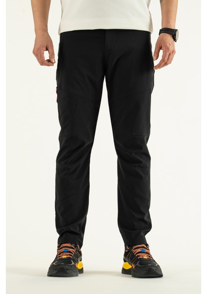 Erkek Siyah Nefes Alan Likralı 4 Cepli Outdoor Pantolon