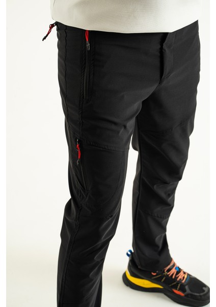 Erkek Siyah Nefes Alan Likralı 4 Cepli Outdoor Pantolon