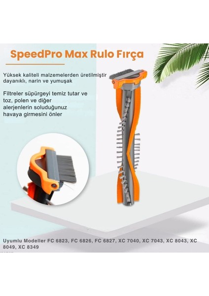 Philips Xc 7040, Xc 7043, Xc 8043 Speedpro Max Şarjlı Dikey Süpürge ile Uyumlu Emici Başlık Fırçası
