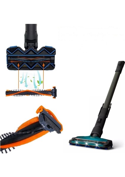 Philips Xc 7040, Xc 7043, Xc 8043 Speedpro Max Şarjlı Dikey Süpürge ile Uyumlu Emici Başlık Fırçası
