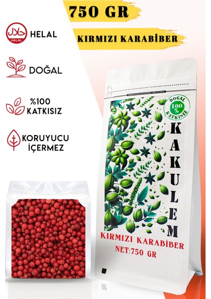 Sertifikalı 750 gr Katkısız Doğal Kırmızı Tane Karabiber