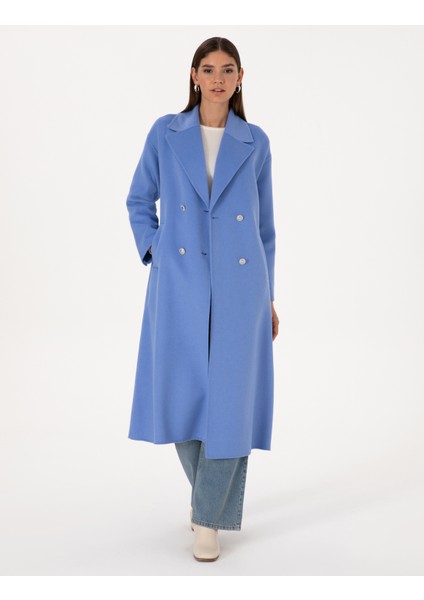 Kadın Mavi Kaşe Kaban 50308929-VR036