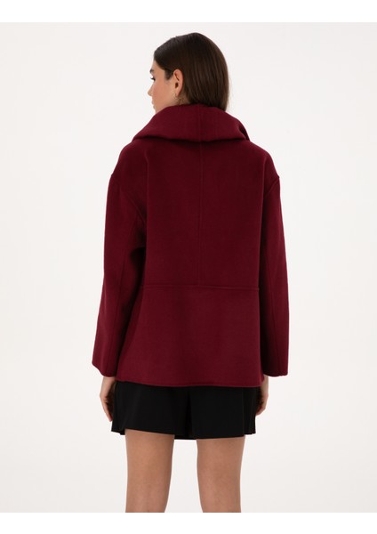 Kadın Bordo Comfort Fit Kaşe Kaban 50314273-VR014 indirimleri