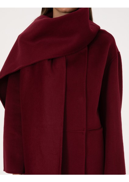 Kadın Bordo Comfort Fit Kaşe Kaban 50314273-VR014