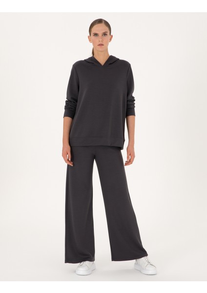 Kadın Antrasit Oversize Modal Karışımlı Kapüşonlu Sweatshirt 50314972-VR006 fırsatları