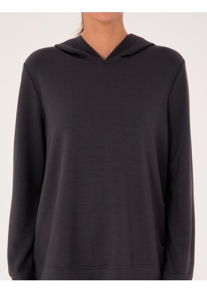 Kadın Antrasit Oversize Modal Karışımlı Kapüşonlu Sweatshirt 50314972-VR006