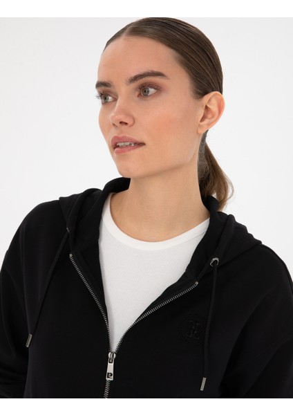 Kadın Siyah Comfort Fit Fermuarlı Sweatshirt 50314965-VR046 fiyatları