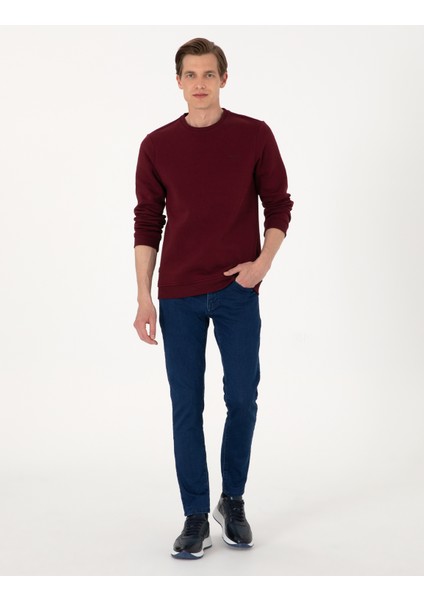 Erkek Bordo 3 Iplik Regular Fit Içi Polarlı Bisiklet Yaka Basic Sweatshirt 50315021-VR014 fırsatları