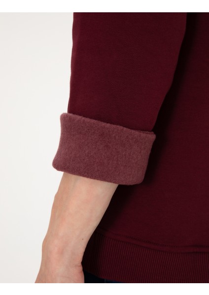 Erkek Bordo 3 Iplik Regular Fit Içi Polarlı Bisiklet Yaka Basic Sweatshirt 50315021-VR014