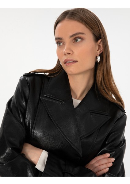 Kadın Siyah Regular Fit Kaban 50310283-VR046 fiyatları