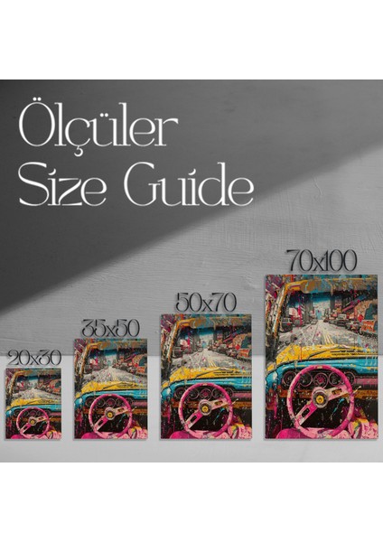 Soyut Pop Art Stili Şehir Manzaralı Araba Tablosu modelleri