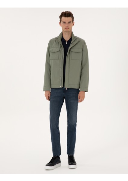 Erkek Yeşil Dik Yaka Mont 50310174-VR255 fırsatları