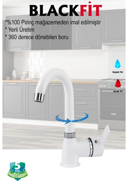 Beyaz Delta Lavabo Bataryası Banyo Bataryası Çift Su Girişli Lavabo Musluğu Çeşme 5 Yıl Garantili modelleri