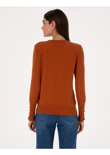 Kadın Tarçın Slim Fit Bisiklet Yaka Basic Kazak 50310735-VR191 indirimleri