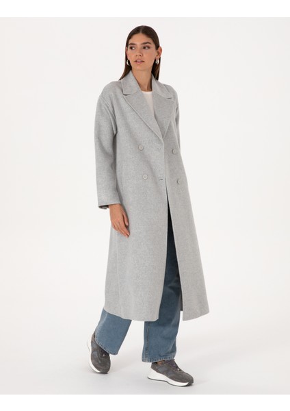 Kadın Açık Gri Melanj Kaşe Kaban 50308929-VR091