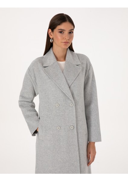 Kadın Açık Gri Melanj Kaşe Kaban 50308929-VR091 fiyatları