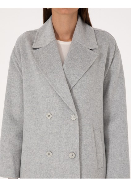 Kadın Açık Gri Melanj Kaşe Kaban 50308929-VR091