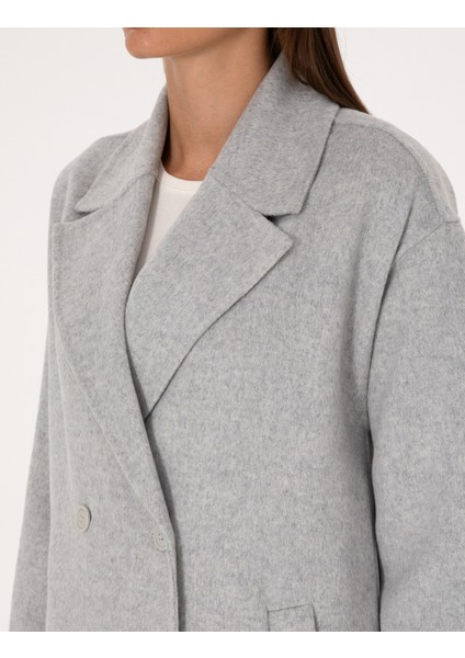 Kadın Açık Gri Melanj Kaşe Kaban 50308929-VR091