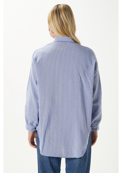 Kadın Hayes Mavi Çizgili Oversize Gömlek indirimleri