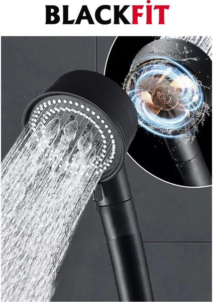 Siyah Turbo Pervaneli 5 Fonksiyonlu Duş Başlığı Duş Seti Duş Hortumu Mafsal modelleri