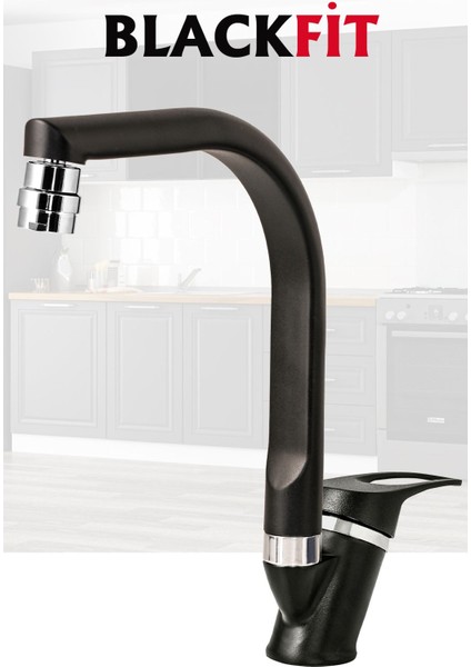 Siyah Mix Mutfak Bataryası Oynar Başlıklı Mutfak Musluğu Eviye Bataryası Çift Su Girişli fiyatları