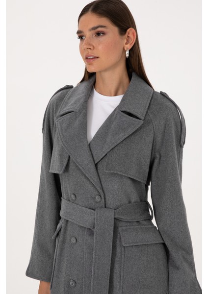 Kadın Antrasit Melanj Kaşe Kaban 50308956-VR081 fiyatları