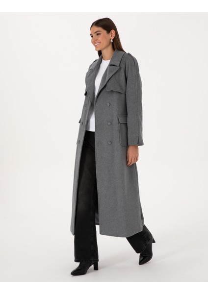 Kadın Antrasit Melanj Kaşe Kaban 50308956-VR081 modelleri