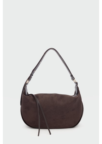 Poppin Süet Omuz Çantası Kahve