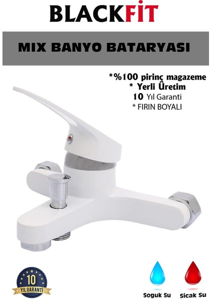 Beyaz Mix Banyo Bataryası Aç Kapa Duş Çeşmesi Musluğu