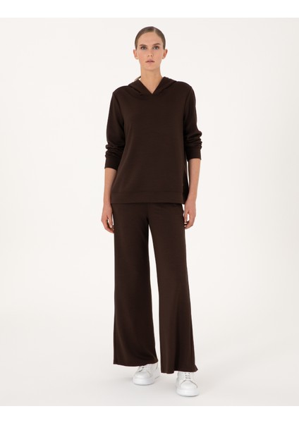 Kadın Kahverengi Oversize Modal Karışımlı Kapüşonlu Sweatshirt 50314972-VR029 fırsatları