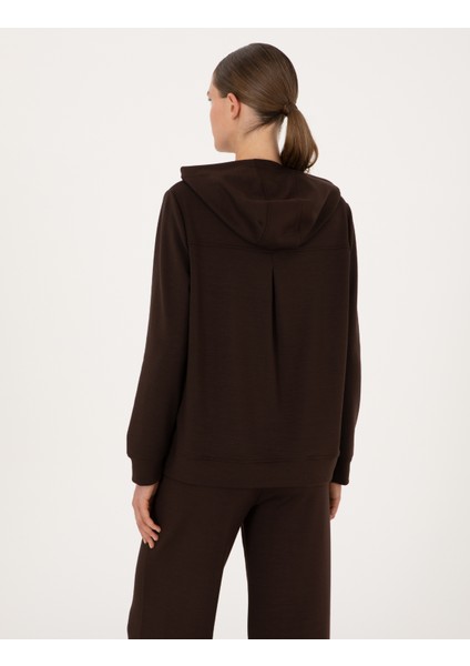 Kadın Kahverengi Oversize Modal Karışımlı Kapüşonlu Sweatshirt 50314972-VR029 indirimleri